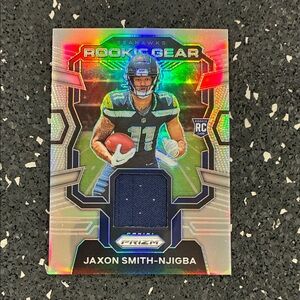 Panini Prizm Rookie Gear Card with Holographic Red and Green